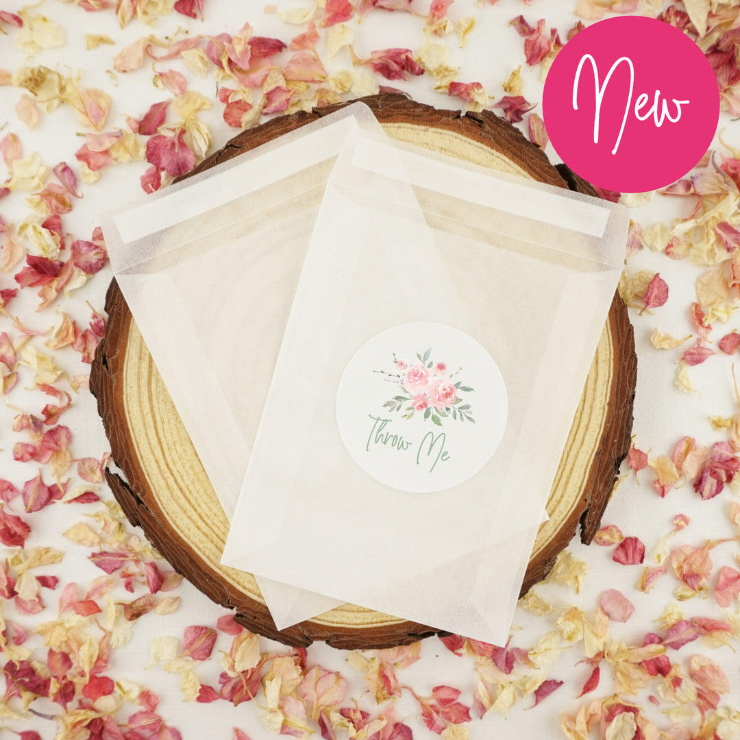 Glassine Envelopes for Confetti Bags Watercolour Rose Throw Me DIY (Empty)