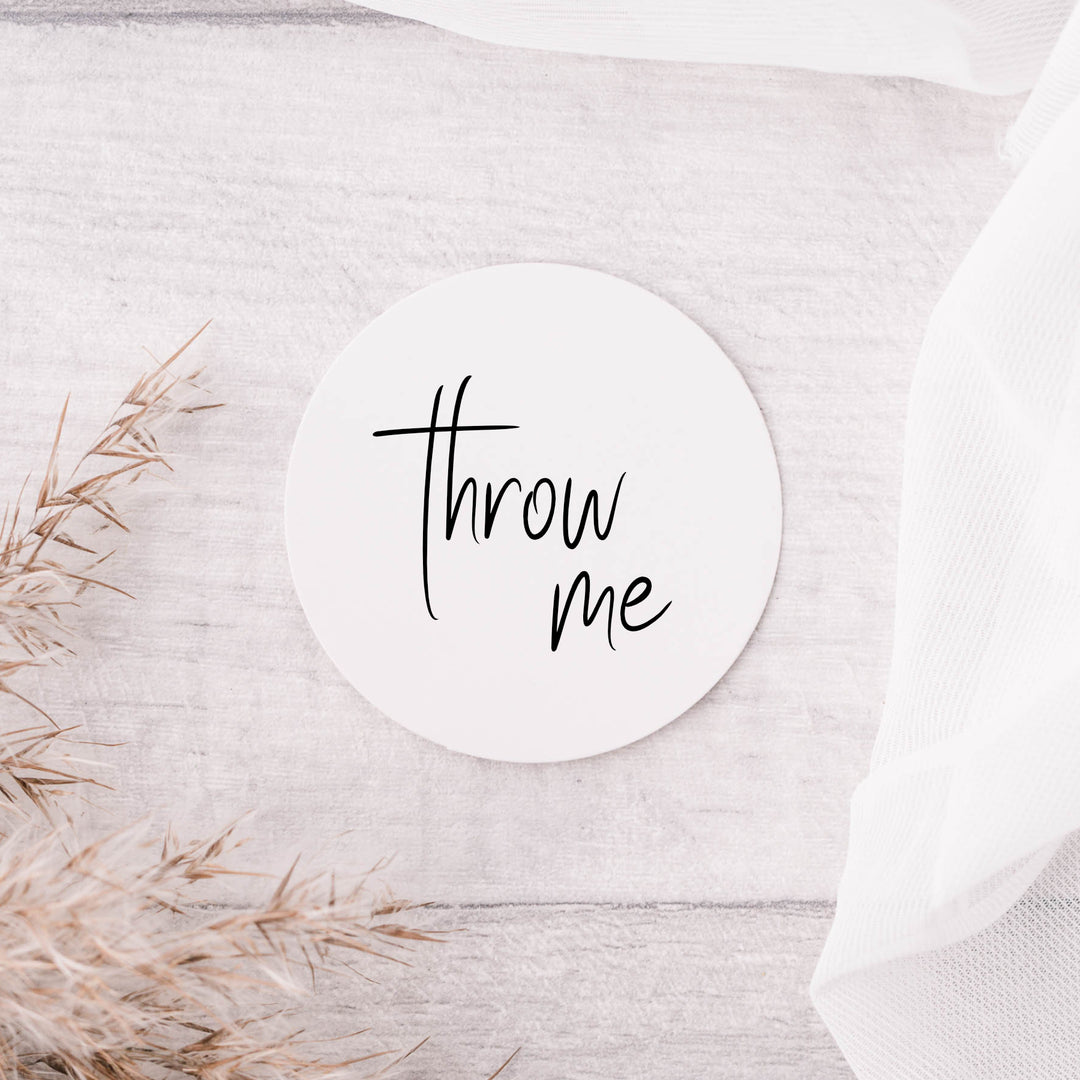 Glossy White Stickers Whimsical Throw Me Wedding Sticker Confetti Label