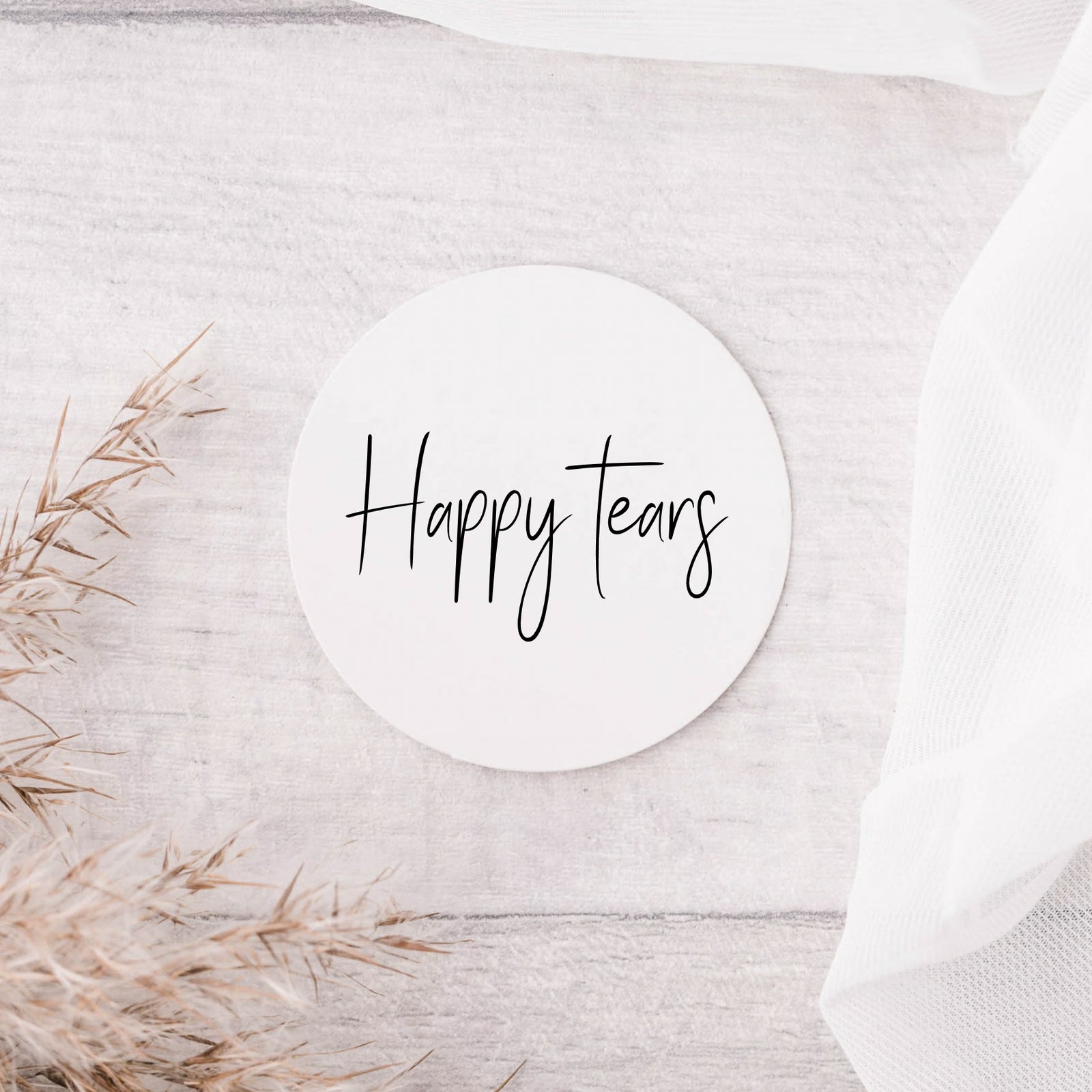 Wedding stickers - Happy Tears - stickers for wedding favours - Glossy white stickers - The Dried Petal Company