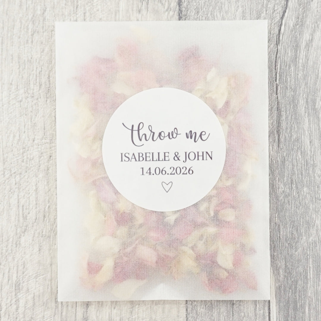 Glassine Envelopes Romantic Throw Me Sticker with Confetti Petals