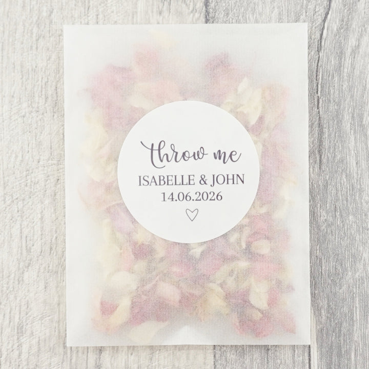 Glassine Envelopes Romantic Throw Me Sticker with Confetti Petals