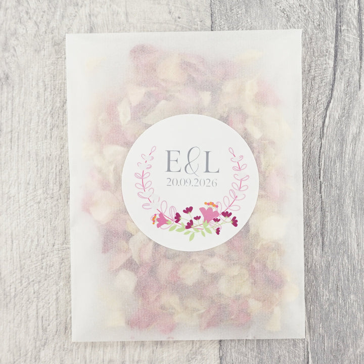 Glassine Envelopes Floral Wreath Sticker and Confetti Petals