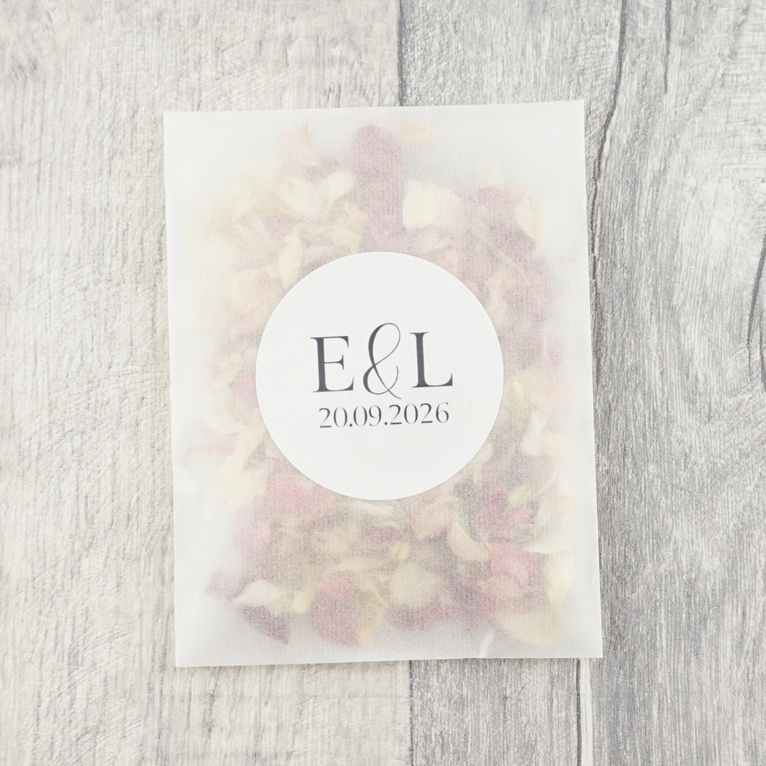 Glassine Envelopes Personalised Tranquil Sticker with Confetti Petals