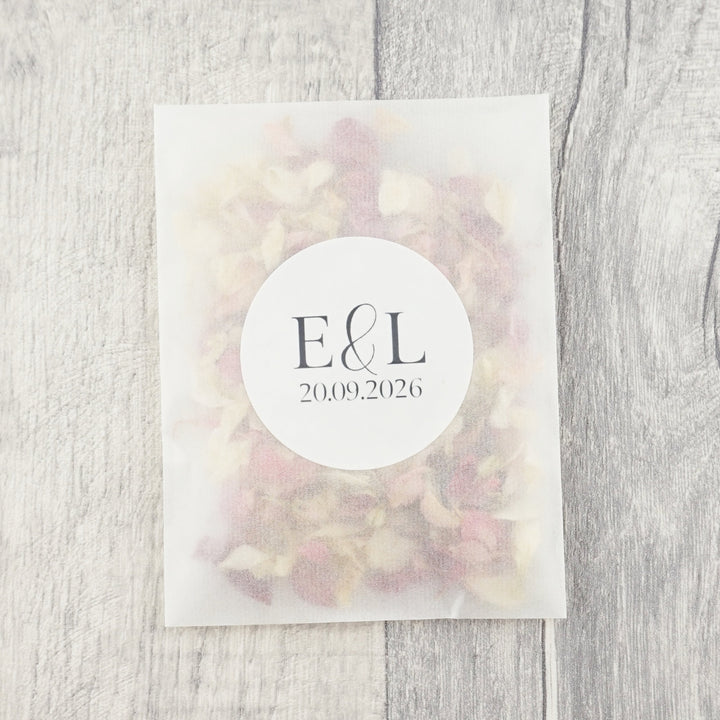 Glassine Envelopes Personalised Tranquil Sticker with Confetti Petals