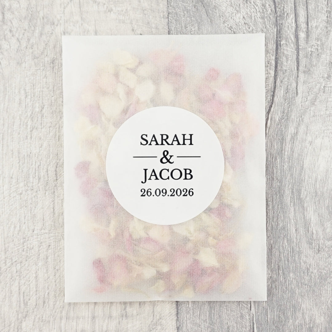 Glassine Envelopes Personalised The Big Day Sticker with Confetti Petals
