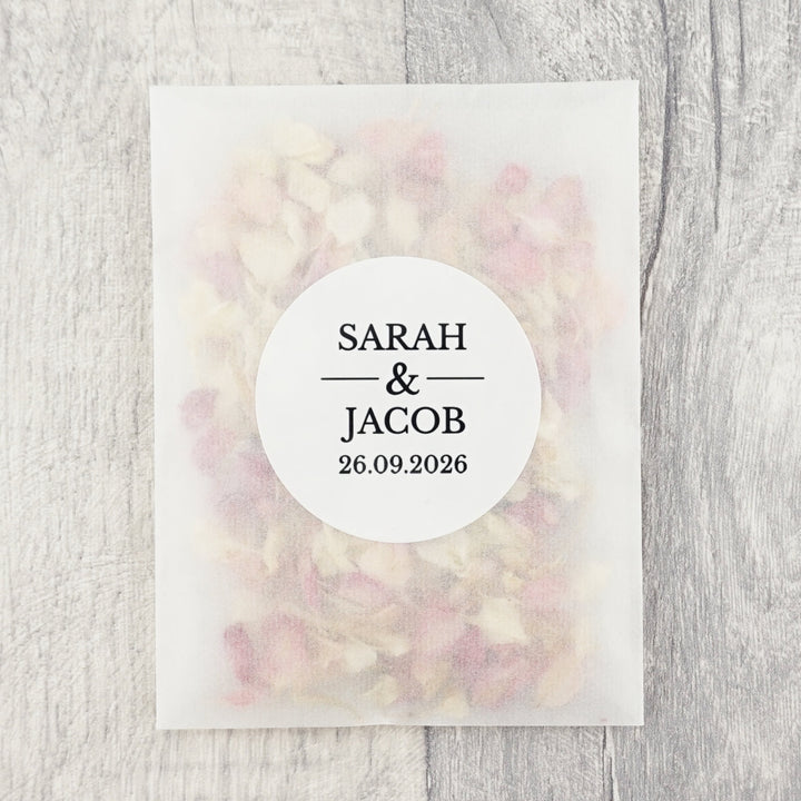 Glassine Envelopes Personalised The Big Day Sticker with Confetti Petals