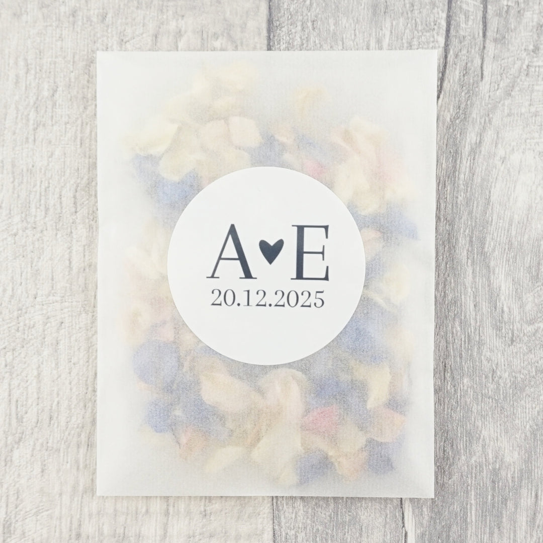 Glassine Envelopes Personalised Enchanting Sticker with Confetti Petals