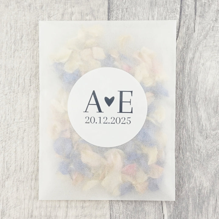 Glassine Envelopes Personalised Enchanting Sticker with Confetti Petals