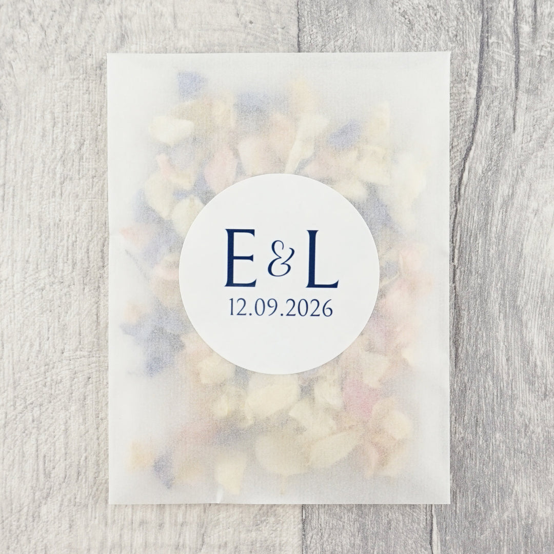 Glassine Envelopes Personalised Forever Sticker with Confetti Petals