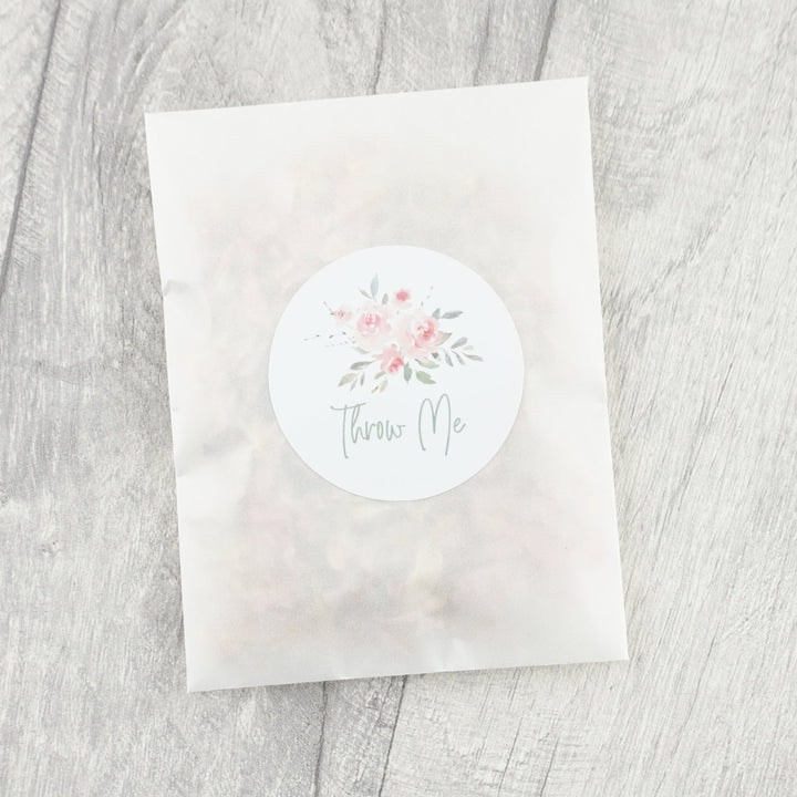 Glassine Envelopes Watercolour Rose Throw Me Sticker and Confetti Petals