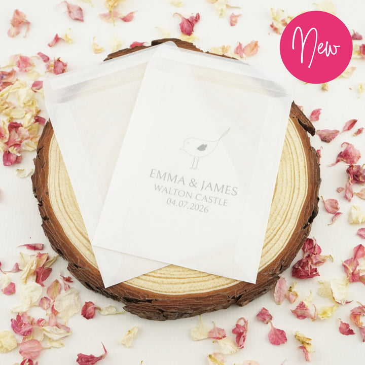 Personalised Glassine Envelopes for Confetti Bags Bird (Empty)