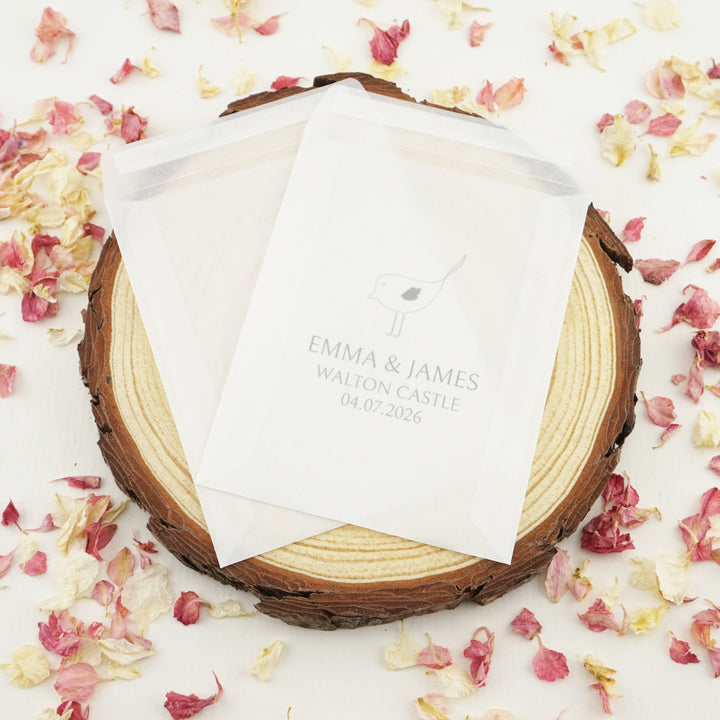 Personalised Glassine Envelopes for Confetti Bags Bird (Empty)