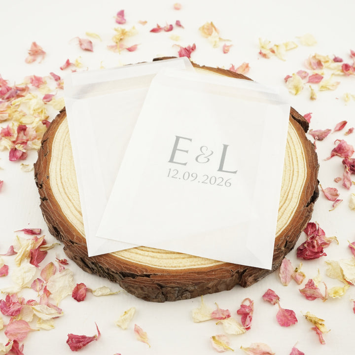 Personalised Glassine Envelopes for Confetti Bags Forever Initials (Empty)