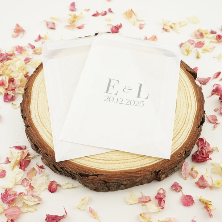 Personalised Glassine Envelopes for Confetti Bags Initials (Empty)