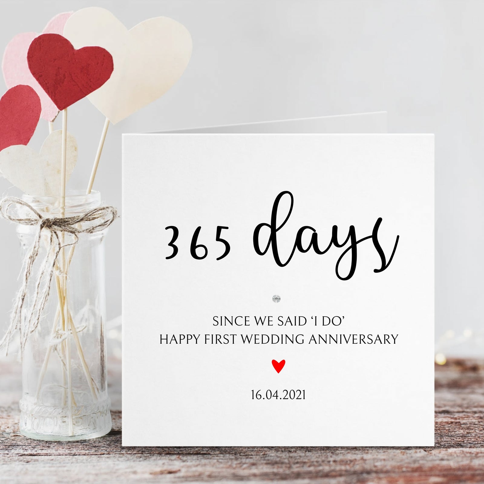 Greetings card - personalised greetings card - first anniversary - quirky anniversary card - 365 days - The Dried Petal Company
