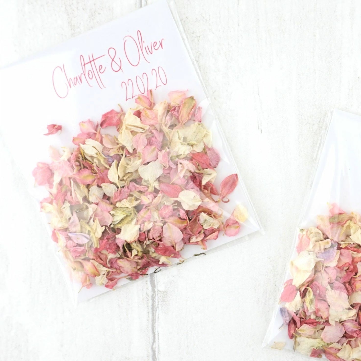 100 x Biodegradable Personalised Confetti Packets | Real Flower Petal Wedding Confetti | outlets Natural | Bold Confetti Packets