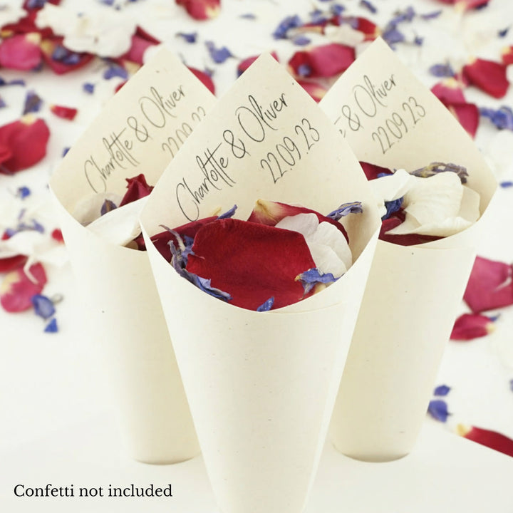 Handcrafted Personalised Boho Chic Wedding Confetti Cones