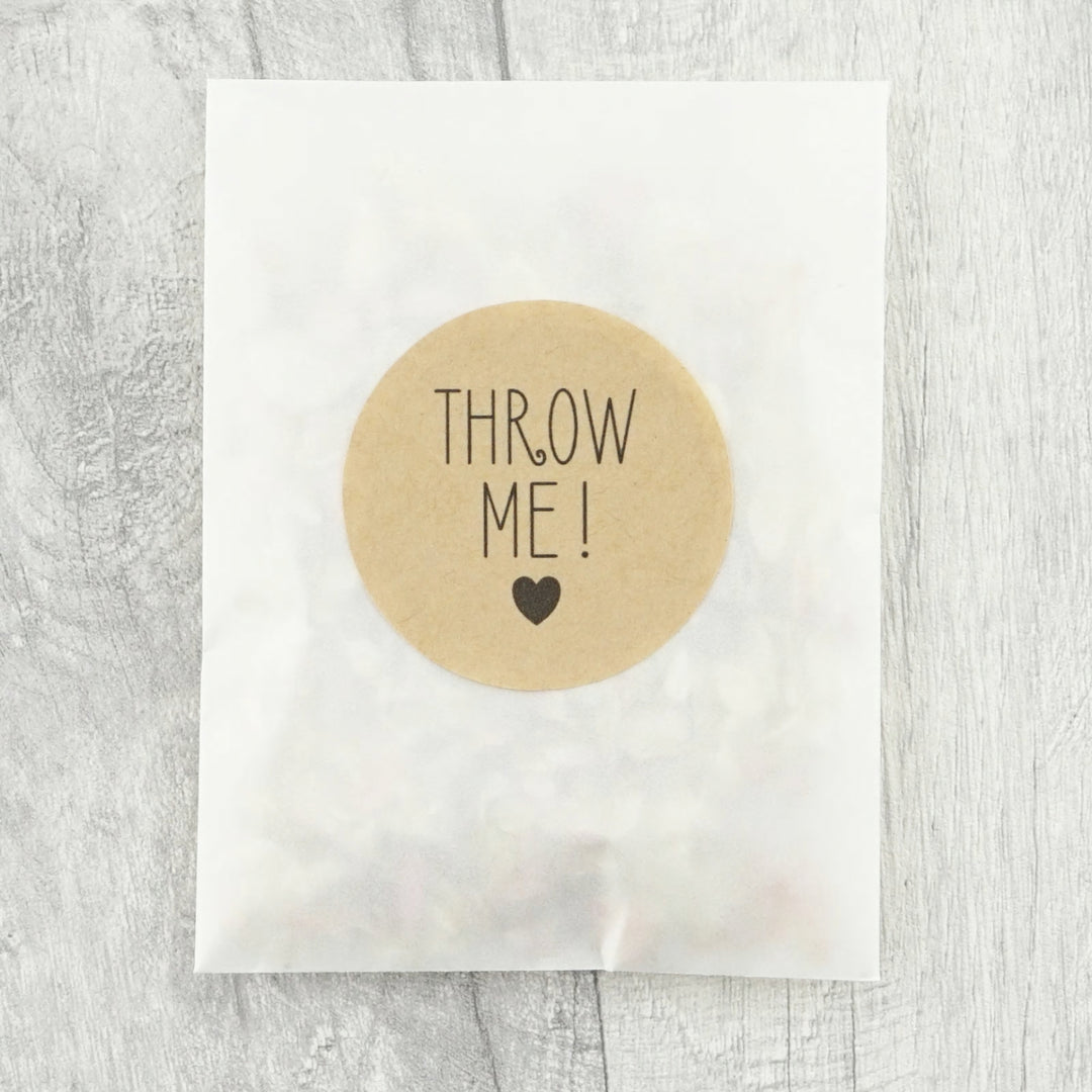 Glassine Envelopes with Cute Heart Throw Me Sticker & Dried Petal Confetti