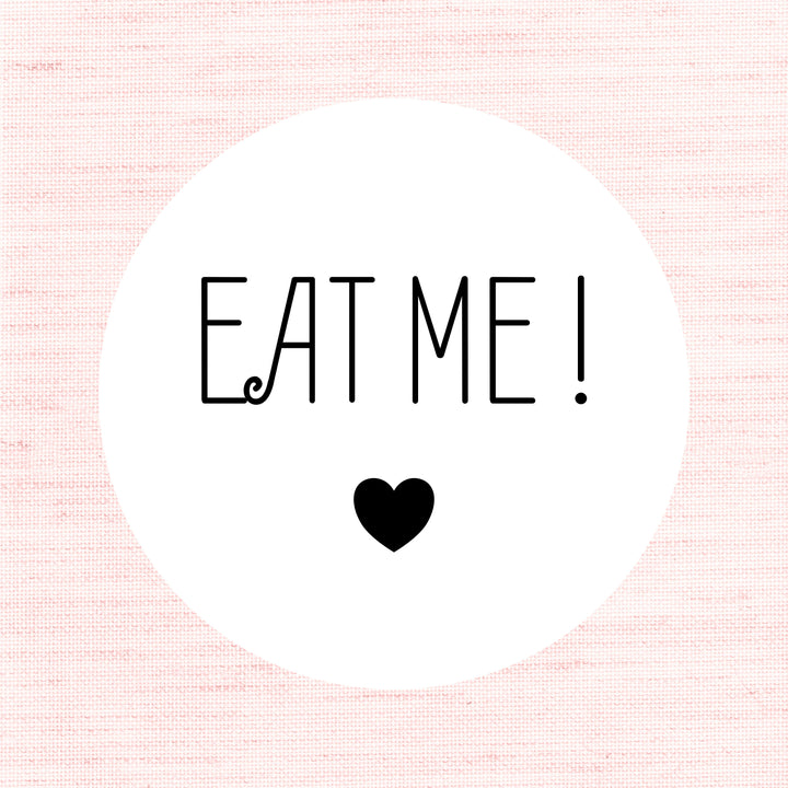 Biodegradable Glossy White Stickers Eat Me Cute Heart Wedding Sticker Favour Label