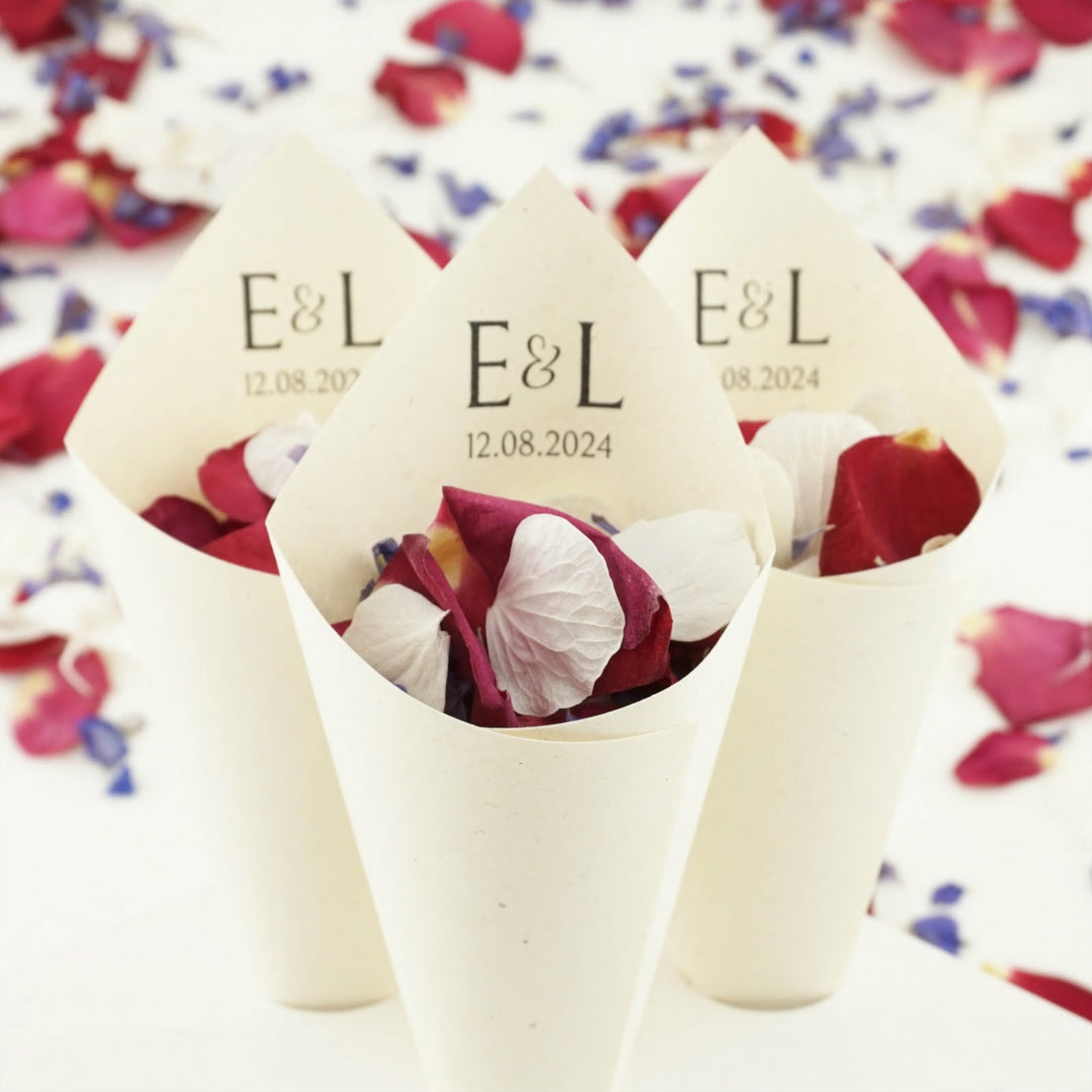 Handcrafted Personalised Forever Initials Wedding Confetti Cones