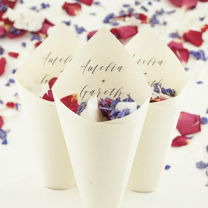 Handcrafted Personalised Free Spirit Wedding Confetti Cones