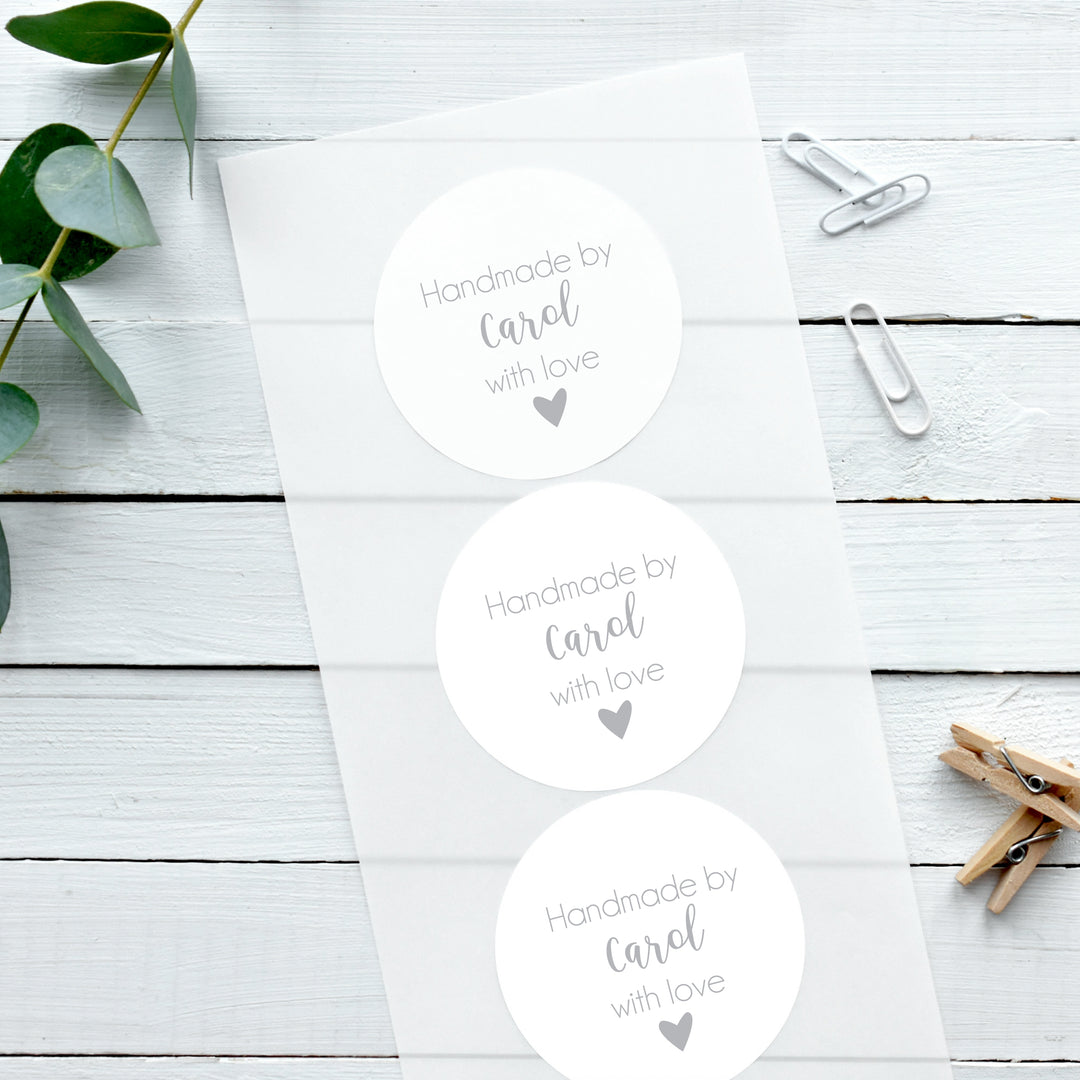 Biodegradable Personalised Glossy White Stickers Handmade by Sticker Label