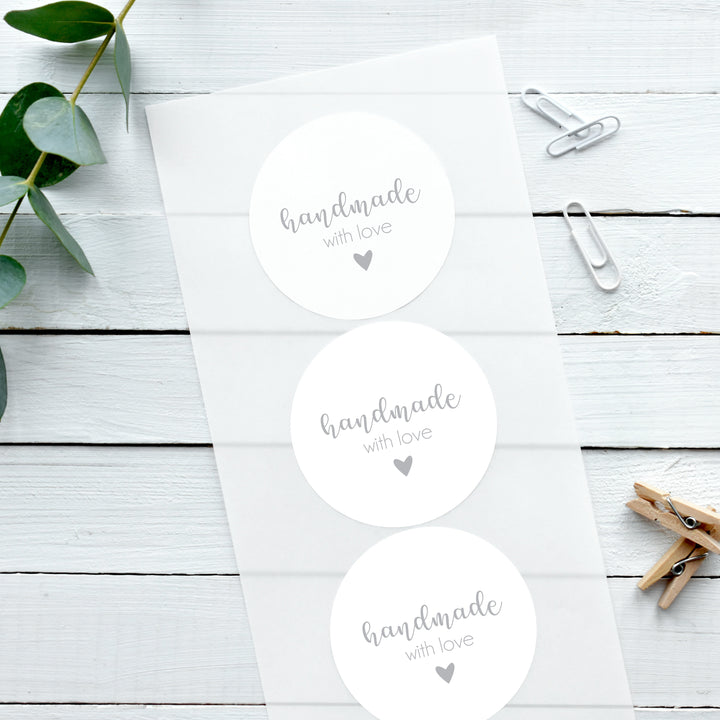 Biodegradable Glossy White Stickers Handmade with love Sticker Label