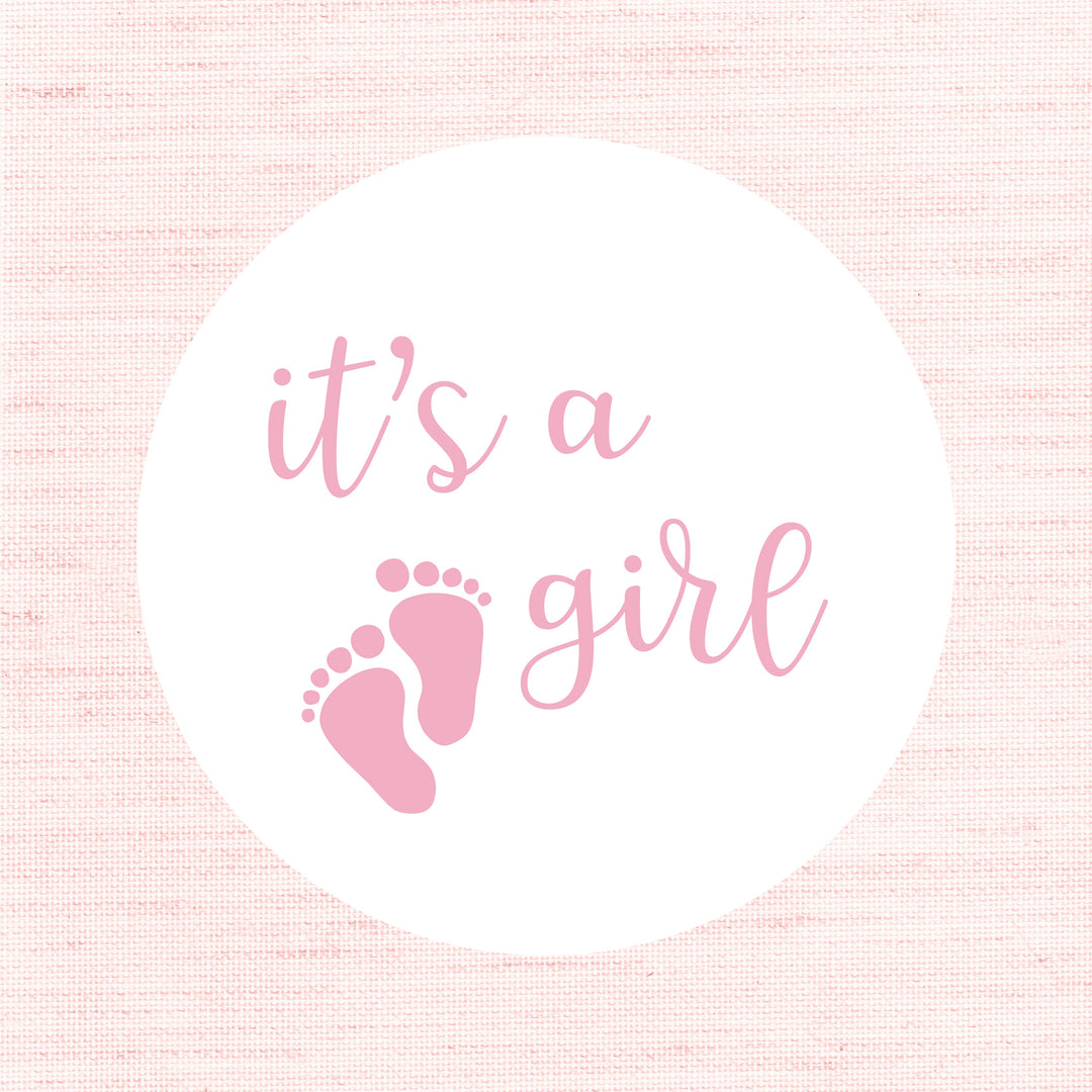 Biodegradable Glossy White Stickers Footprints It's a Girl Baby Shower New Baby Sticker