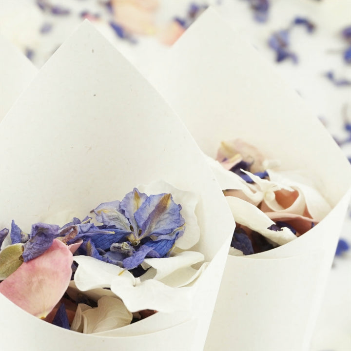 Handcrafted Recycled Ivory Fleck Wedding Confetti Cones