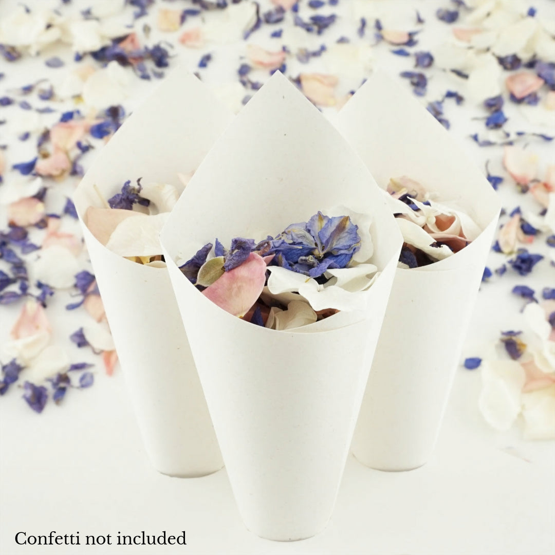 Handcrafted Recycled Ivory Fleck Wedding Confetti Cones