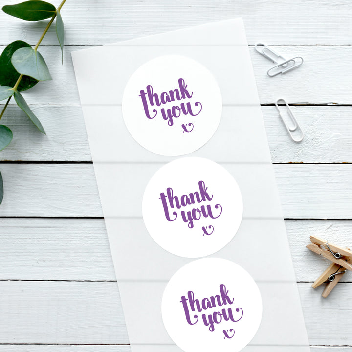 Biodegradable Glossy White Stickers Kisses - Thank You Wedding Sticker