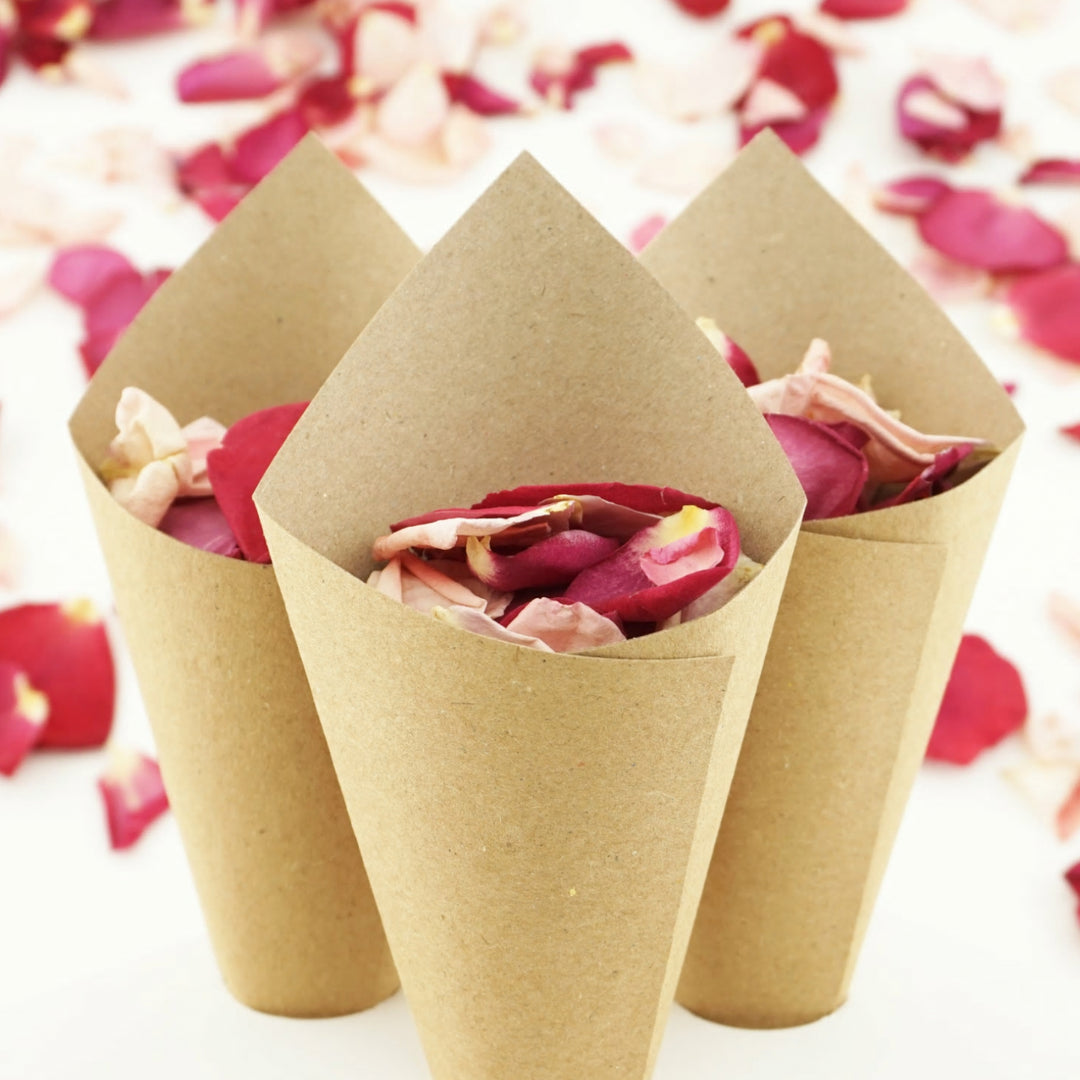 Handcrafted Recycled Kraft Brown Wedding Confetti Cones