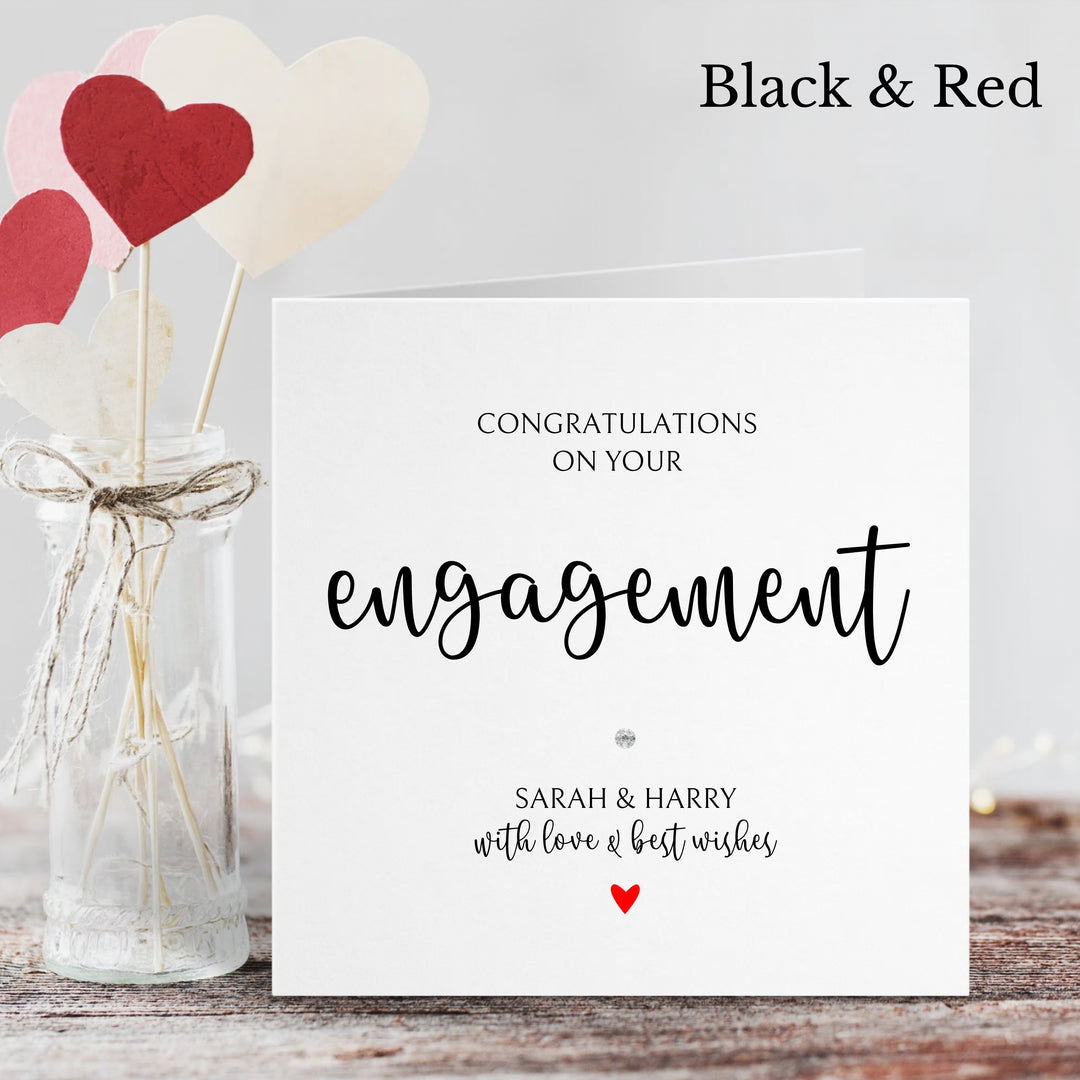 Personalised Love Heart Engagement Card in 5 colours