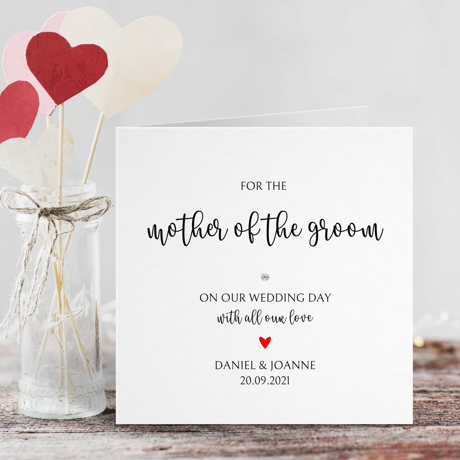 Greetings card - personalised greetings card - mother of the groom - on our wedding day - The Dried Petal Company