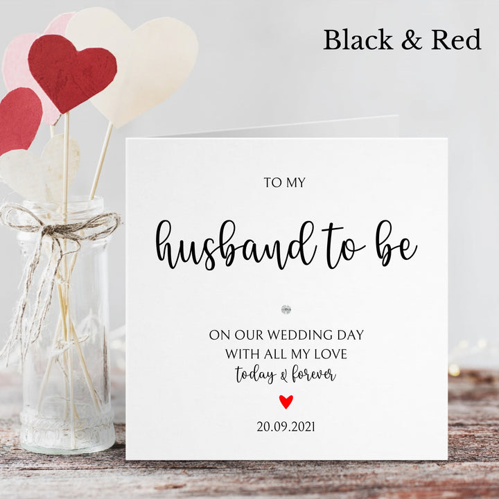 Personalised Love Heart Husband to be Wedding Day Card