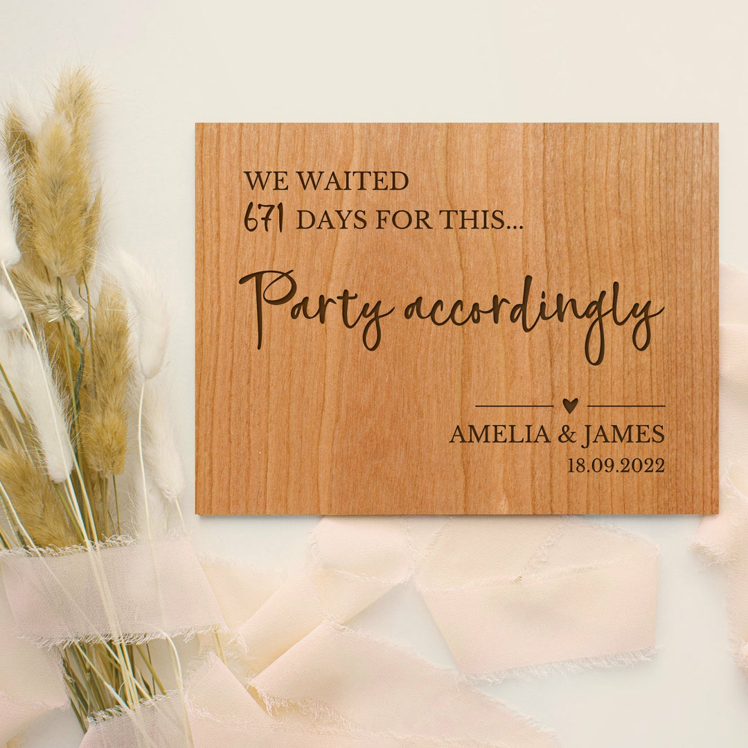 Personalised Wooden Laser Engraved Wedding Party Accordingly Sign