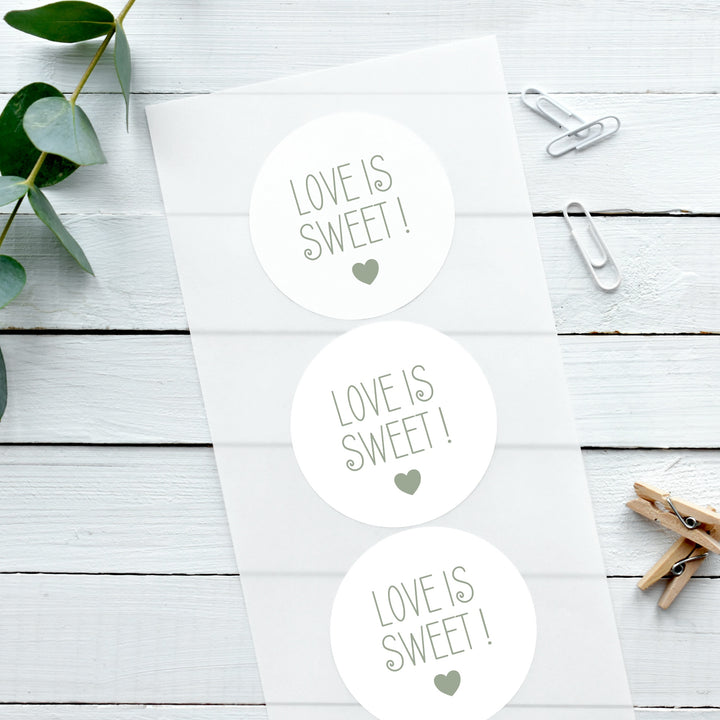 Biodegradable Glossy White Stickers Love is Sweet Wedding Sticker Wedding Favours