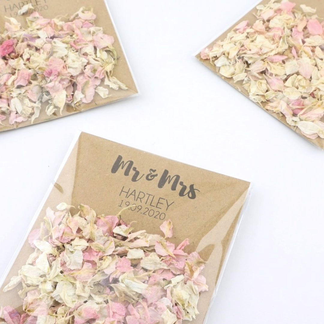Contemporary Mr & Mrs Personalised Confetti Envelopes Eco-friendly Biodegradable