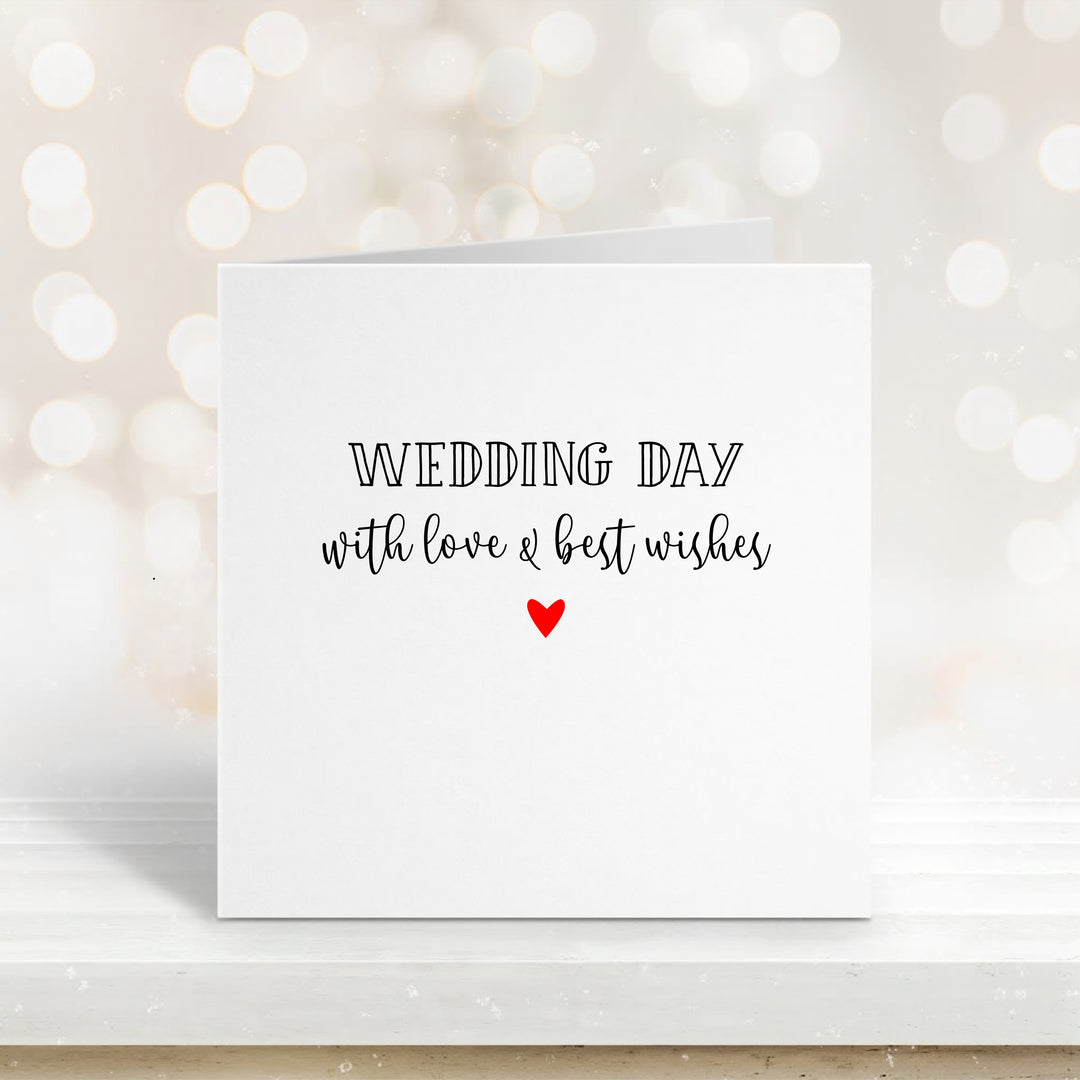 Red Heart Wedding Day Greetings Card
