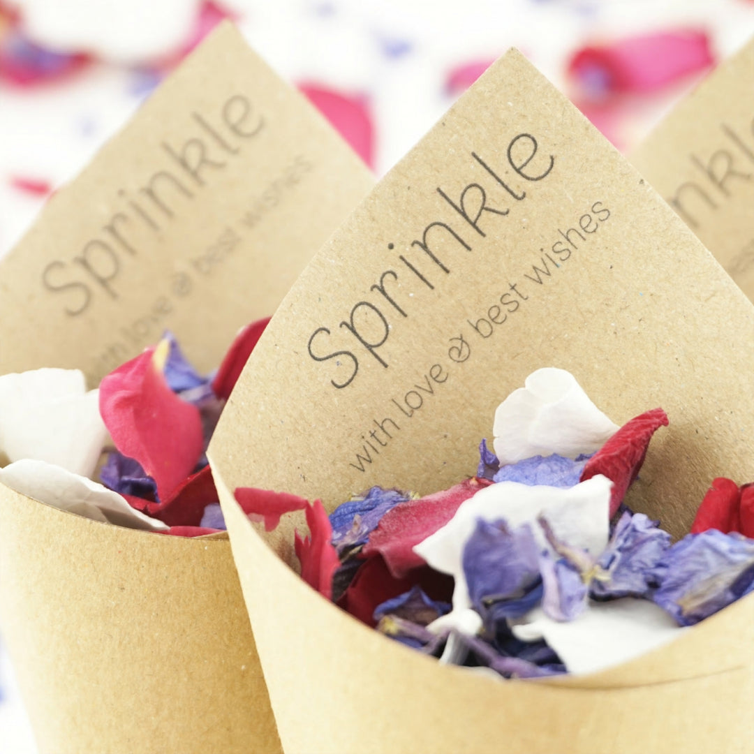 Handcrafted Personalised Sprinkle Wedding Confetti Cones
