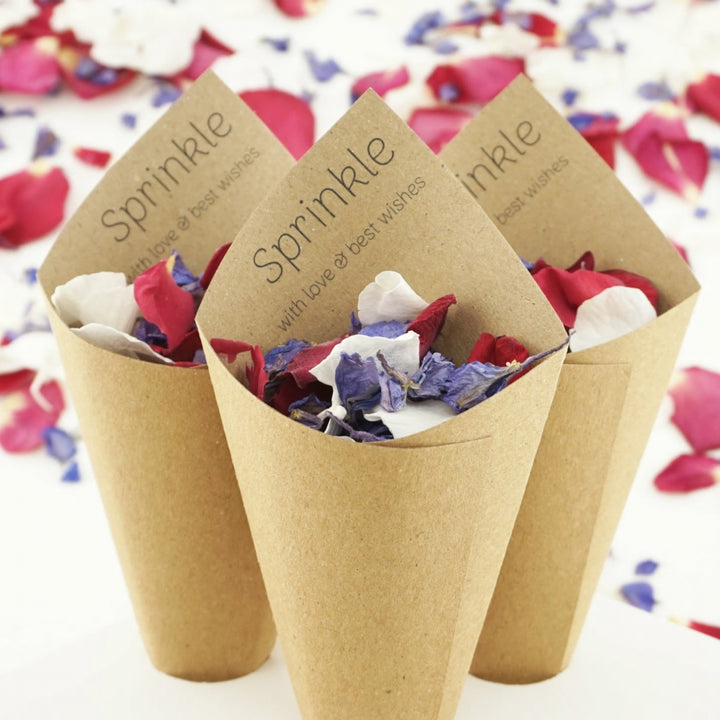 Handcrafted Personalised Sprinkle Wedding Confetti Cones
