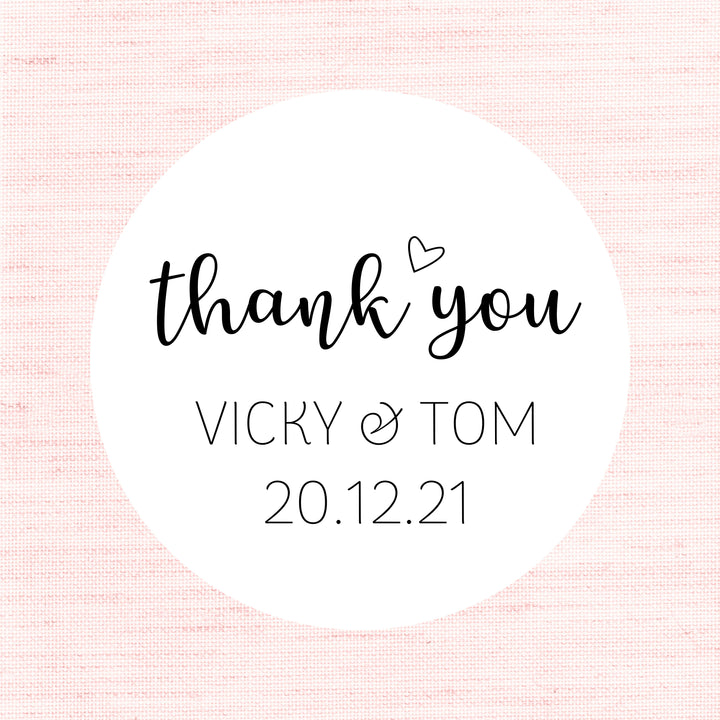 Biodegradable Personalised Glossy White Stickers Adorable Thank You Wedding Sticker