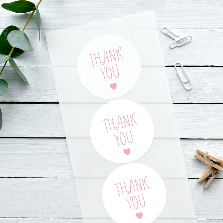 Biodegradable Glossy White Stickers Thank You Cute Heart Wedding Sticker