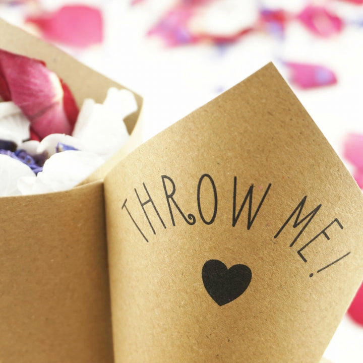 Handcrafted Cute Heart Throw Me! Wedding Confetti Cones