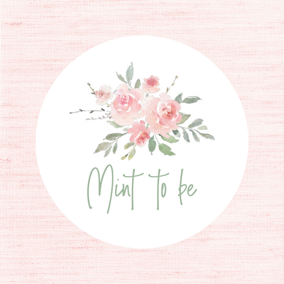 Watercolour Rose Mint to be Biodegradable Glossy White Stickers Wedding Sticker