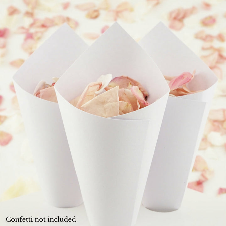 Handcrafted White Wedding Confetti Cones
