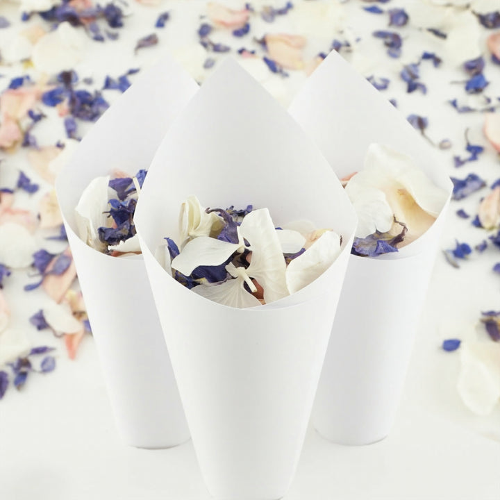 Handcrafted White Silk Wedding Confetti Cones