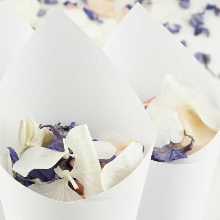 Handcrafted White Silk Wedding Confetti Cones